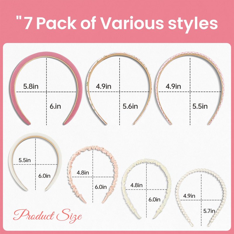 VKLANBGO 7pcs Headbands for Women with Different Designs, Non Slip Flower Headband Set, Cute Pearl Headbands for Girls, Hair Accessories Birthday Thanksgiving Christmas Gift for Girl Women, Green