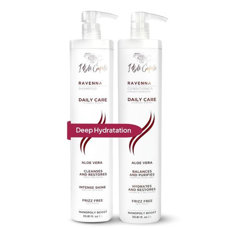 I Belli Capelli Ravenna Aloe Vera Shampoo & Conditioner Set – Sulfate & Paraben-Free, Deep Moisture, Breakage Reduction for Dry, Damaged & All Hair Types, 2×1L (33.8 fl oz each)