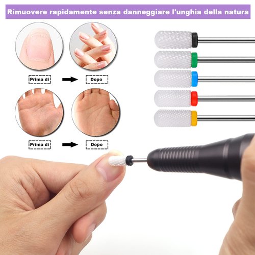 Fantexy Ceramic Nail Drill Bits Set,3/32'' (2.35mm) Professional Cylindrical Ceramic Bits,Cuticle Nail File Bits for Acrylic Nails,Manicure Pedicure Home & Salon Use-Both Left and Right Handed(5 Pcs)