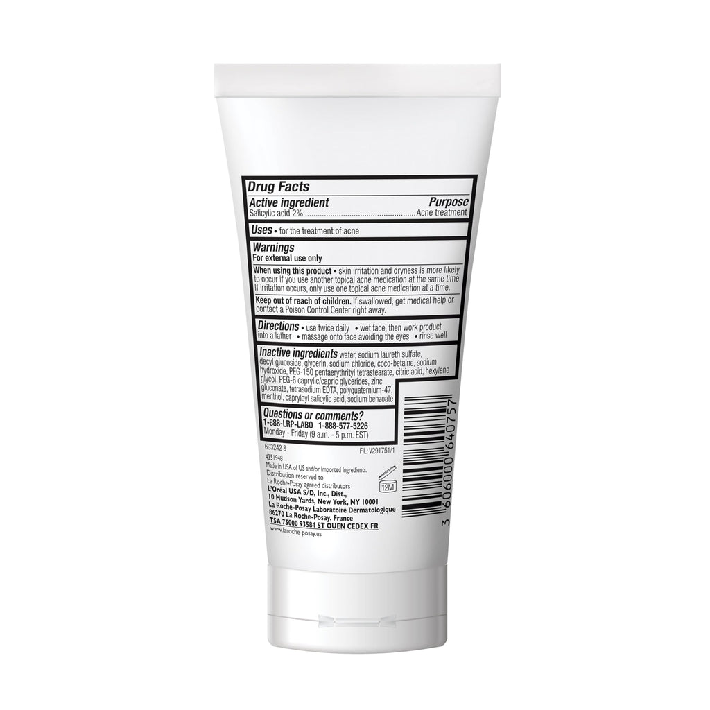 La Roche-Posay Effaclar Medicated Gel Cleanser, 2% Salicylic Acid Cleanser + LHA + Glycerin, Foaming Acne Face Wash, Helps Clear & Prevent Acne Breakouts, Oil Free, Targets Excess Oil