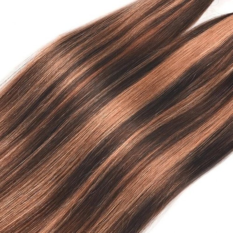 14 16 18 inch Brown Bundles With Highlight Human Hair P4/30 Straight Bundles Soft And Healthy Unprocessed Remy Hair Highlight Light Chocolate Straight Bundles Hair Weave