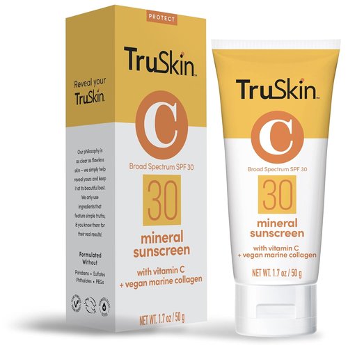 TruSkin Mineral Sunscreen SPF 30 - Broad Spectrum Zinc Oxide Protection with Squalane & Vitamin C | 1.7 fl oz