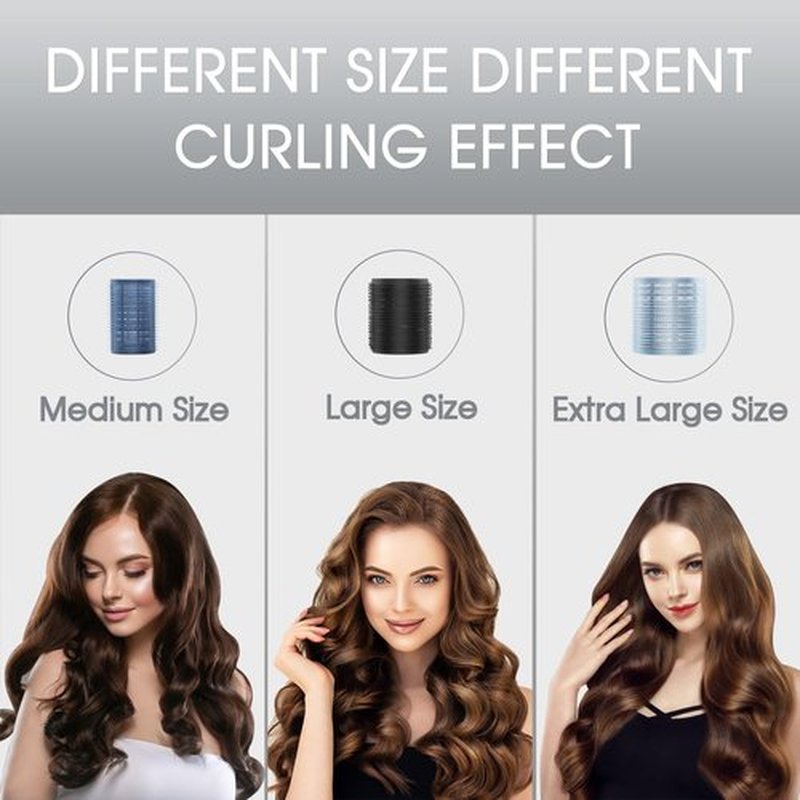 Skiennix Hair Rollers Set - 9 Pcs Heatless Curlers for All Hair Types | Self-Grip, Dark Blue