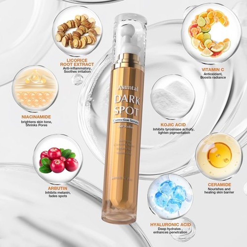 Dark Spot Remover For Face Skin Care Serum, Dark Spot Corrector For Face Age Spot Remover with Massage Roller (0.67 Fl Oz)