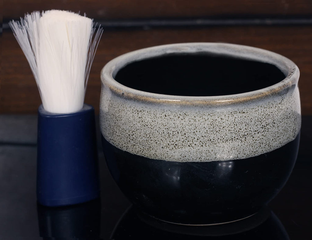 ETROVES 4 Inch Ceramic Shaving Soap Bowl - Shaving Mug for Men Shave Cream & Soap- Shaving Cup for Wet Shave (Blue White)