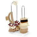 2-Tier Hair Tie Organizer, Modern Scrunchies Storage Tower Holds 30-50 Hair Accessories, Claw Clip Holder, Fashion Countertop Display Stand for Women & Girls(White)