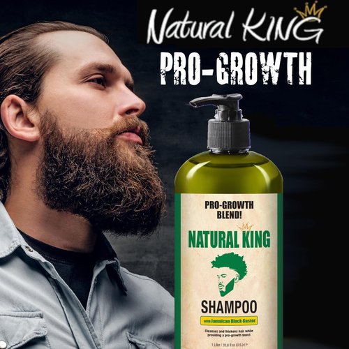 SFC Natural King Jamaican Black Castor Oil Shampoo for Men 33.8 oz. - Men's Cleansing Shampoo that Thickens Hair, Strengthens Hair and Boosts Growth