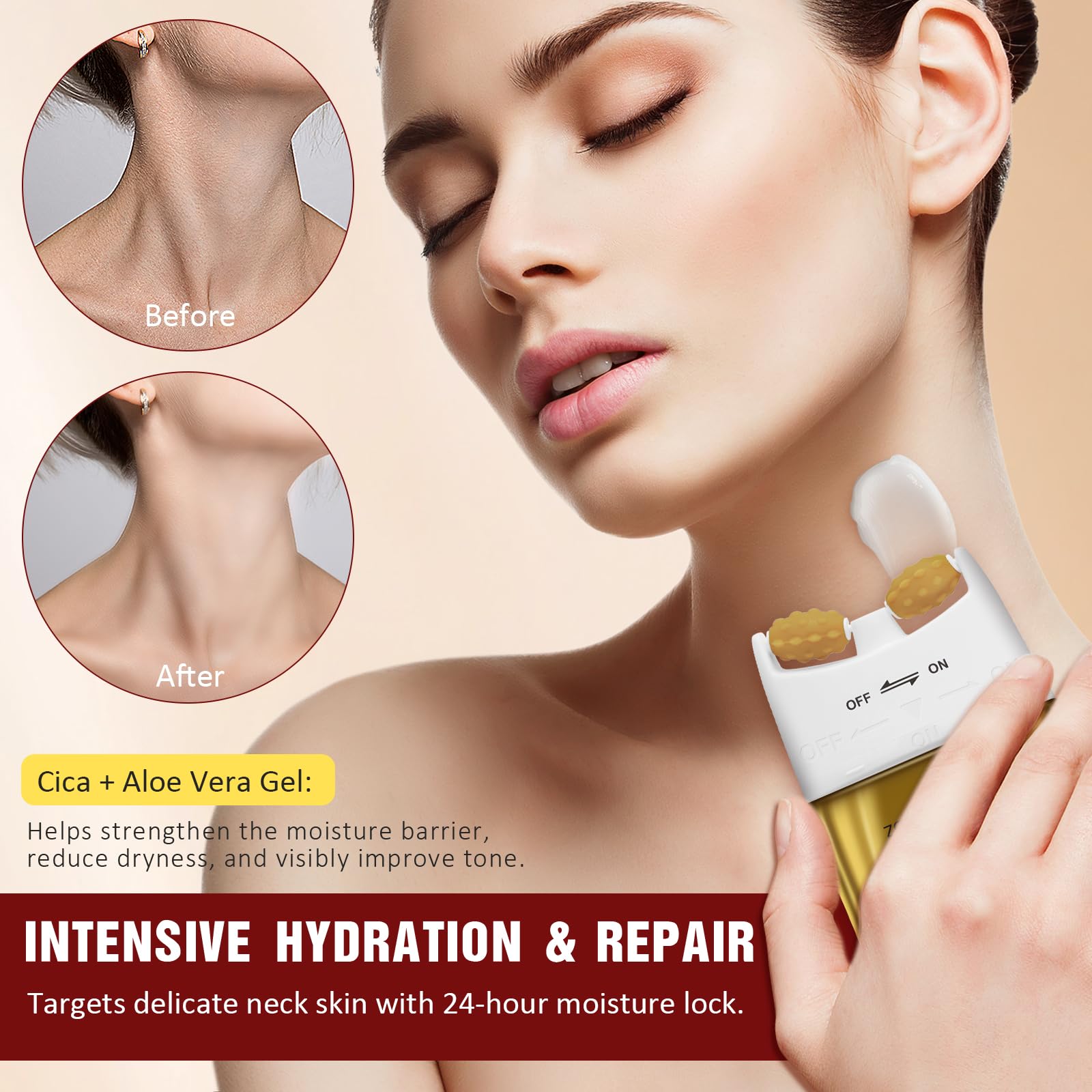 1Pcs Neck Roller Cream, Firming Skin, Reduces Neck Lines, Moisturizes, Improves Elasticity, Anti-Aging, Suitable for Both Men and Women(4.23Fl.oz)