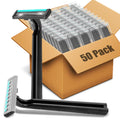 MAGDIY Disposable Razors Bulk for Men 10 Pack, Homeless Supplies Bulk, Twin Blade Mens Safety Travel Supply Shaving Razor, Face Beard Body Shavers for Hotel Camping Bathing (Black)