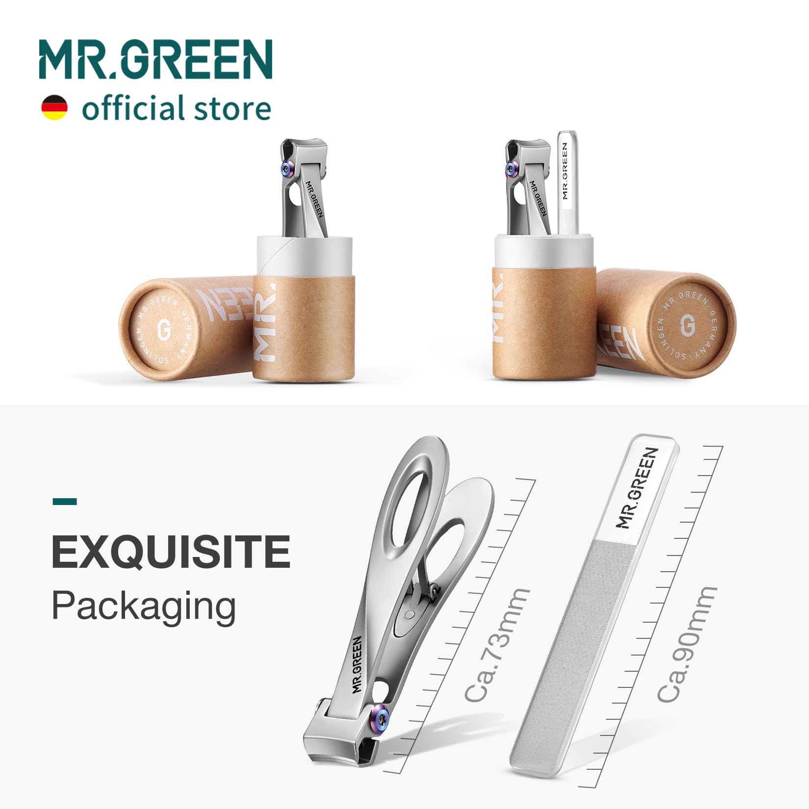 MR.GREEN Nail Clippers Wide Jaw Opening Stainless Steel Fingernail Clipper Thick Hard Toenail Cutter Manicure Scissors Tools (Nail Clipper (Medium))