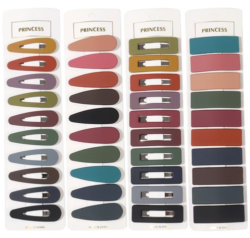 Small Barrettes for Women Girls, B.PHNE 2.1 Inch Snap Hair Clip for Thick or Thin Hair, Cute Student Matte Neutral Hair Accessories Hollow Rectangle and Drop 40 Pack