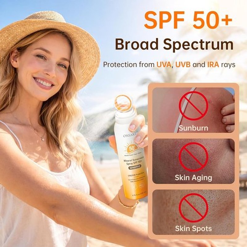 **Skiennix Mineral Sunscreen Spray SPF 50+ - Reef Safe, Broad Spectrum UVA/UVB Protection, 6.76 fl oz**