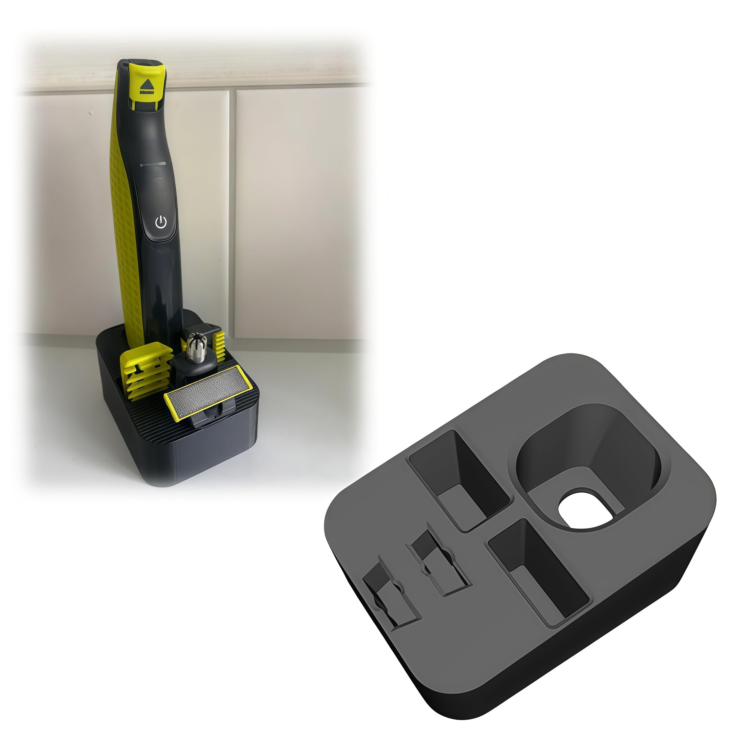 for Philips OneBlade Stand for Razor & Accessories - Space-Saving Design, Easy to Clean, and Organize Your Grooming Essentials (Black)