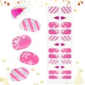 EBANKU 24PCS Christmas Semi Cured Gel Nail Strips, Tree Stickers Adhesive Pink Glitter UV Wraps Snowflake Polish Strips With File and Stick for Holiday Manicure