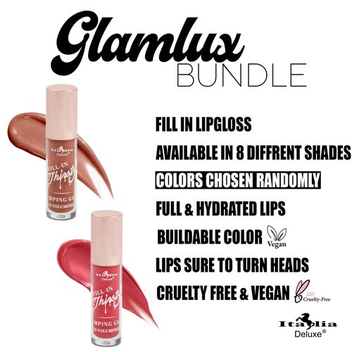 Glam Lux Beauty Bundle Italia Deluxe Fill-In Thirsty Plumping Gloss set of 8 hydrating & shiny fuller lips
