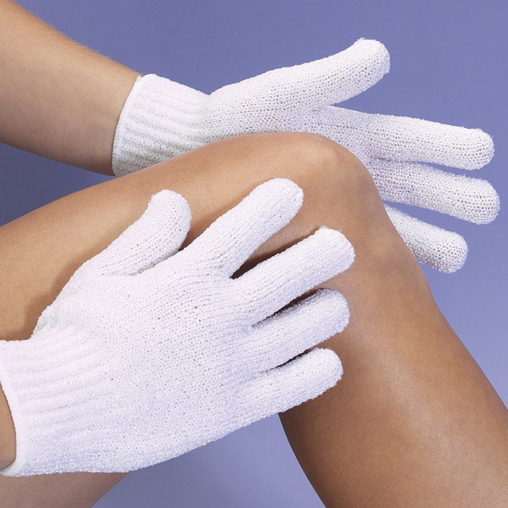 ForPro Professional Collection Premium Exfoliating Gloves for Cosmetic Application and Product Removal, One Size Fits Most, White, 6 Pairs