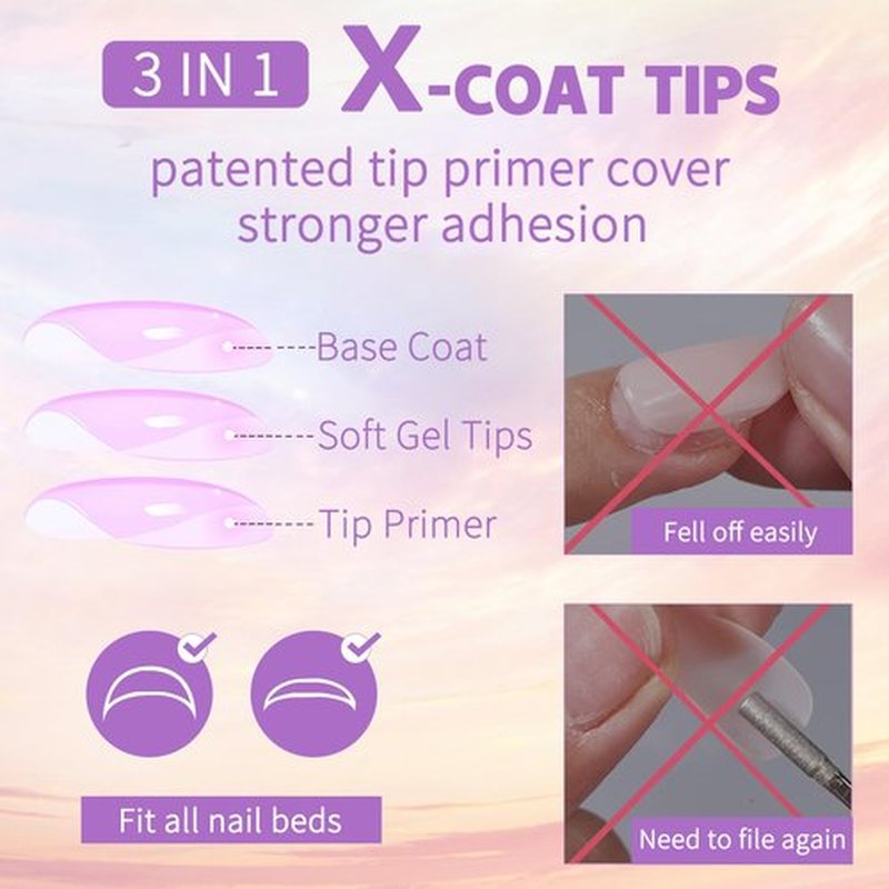 150Pcs Skin Tones Nude Press on Nails Long Square Fake Nails In15 Sizes 3 IN 1 Soft Gel Nail Tips Glossy Reusable Acrylic Nails No Need to File False Nails for Women Girls Manicure