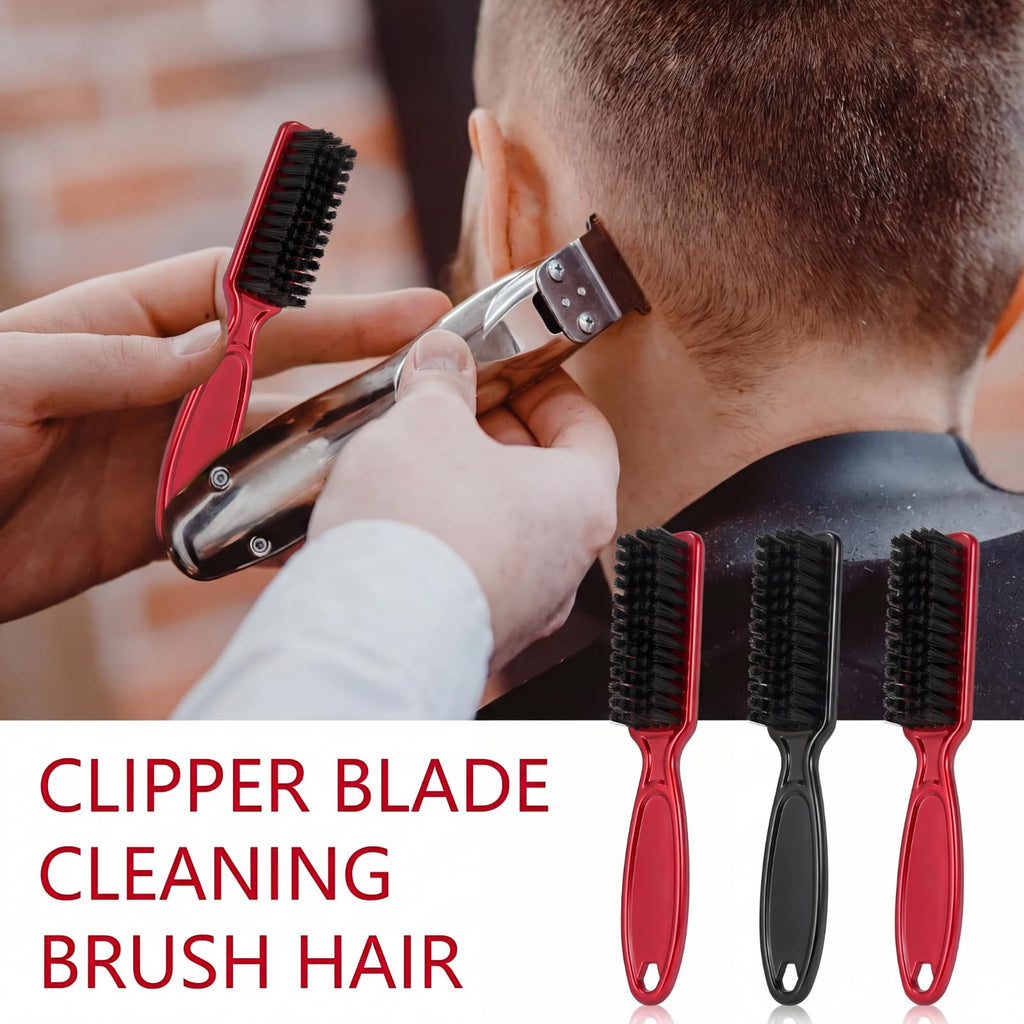 Patelai 2 Pcs Barber Blade Cleaning Brush for Clipper Cleaning Nail Cleaner Styling Brush for Fades Tapers Trimmer Manicure Salon (Black,Red)