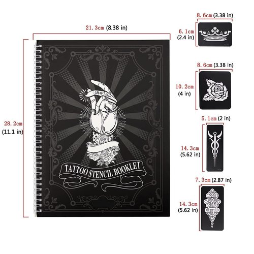 Tiebeauty 20 Sheets Glitter Tattoo Kit, 467 Pcs Henna Tattoo Stencils Airbrush Temporary Tattoos Templates for Girls and Boys Body Art, Suitable as Gift for Family/Friends (Black)