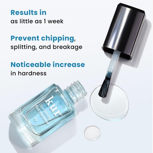 LONDONTOWN Get Strong Nail Hardener & Blue Glass Nail File Duo - Nail Strengthening Growth Treatment for Damaged Nails w Double Sided Nail Care Tool, .40fl oz