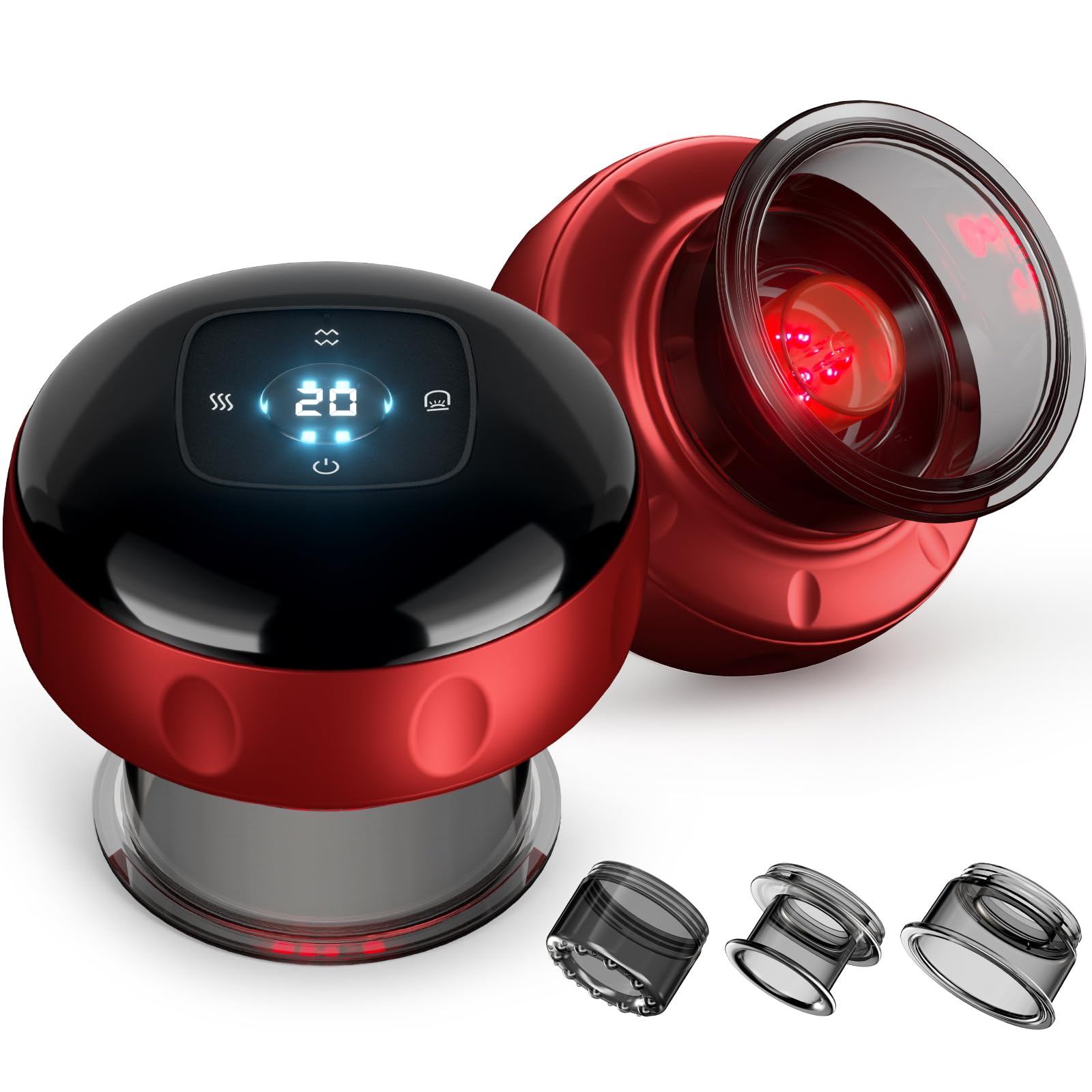 2 Pack Cupping Set, 7-in-1 Smart Cupping Therapy Massager. Red Light Cupping Therapy Set with 2 Modes for Targeted Muscle Soreness,Tighter Skin,Cupping Kit with 20 Levels Suction and Heat and Gua Sha