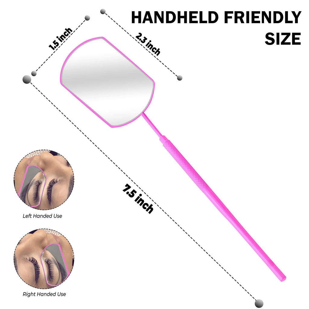 SIVOTE Lash Tool for Eyelash Extensions – Stainless Steel Beauty Mirror with Upgraded Pink Design – Professional Eyelash Accessory for Salon or Home Use (Pink)
