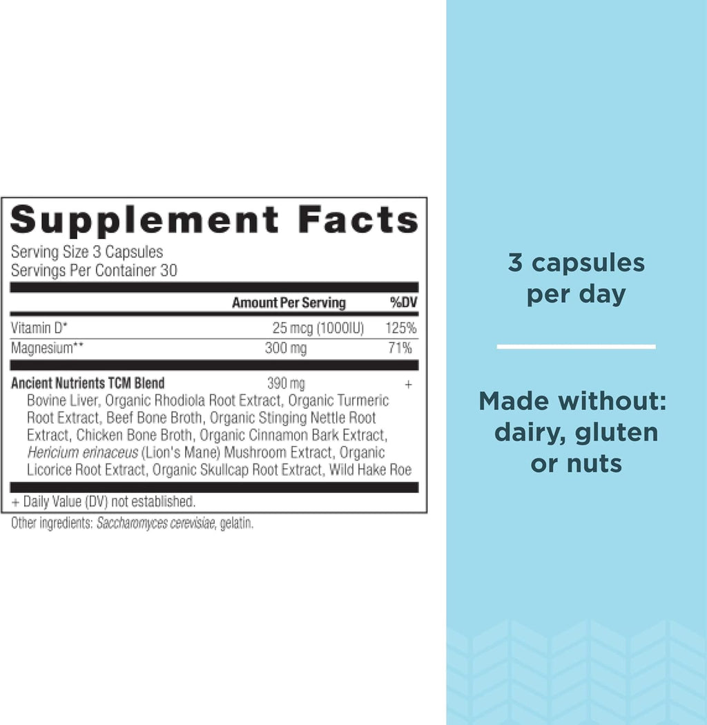 Ancient Nutrition Magnesium Supplement - 300mg with Vitamin D for Immune Support | 90 Capsules, Paleo & Keto Friendly