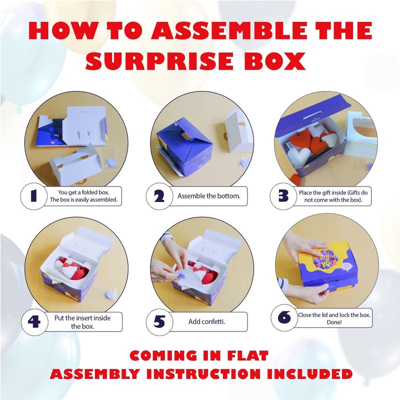 FETTIPOP Exploding Confetti Gift Box - Premium Black Surprise Kit for Happy Birthday | 7.2x5.5x4.3 in.