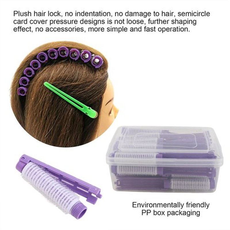 Skiennix Fluffy Korean Perming Rod Rollers - 20pcs DIY Hair Curling Kit for Root Perm | Purple