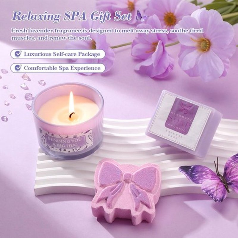 Birthday Gifts for Women Self Care Gifts Get Well Soon Gifts, Valentine's Day Gift Lavender Relaxing Spa Gift Basket Care Package, Gifts Box Thank You Gift for Mom Wife Girlfriend Friends Sisters