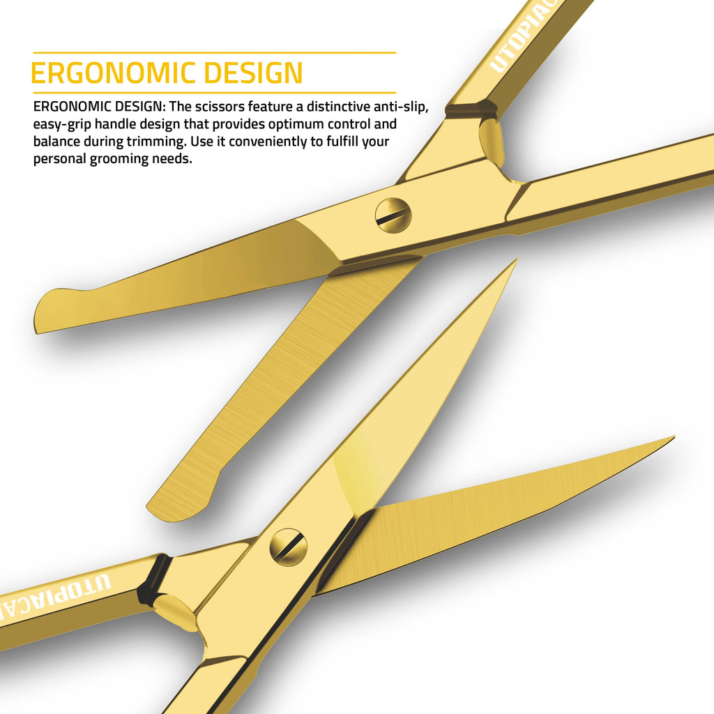 Utopia Care Eyebrow Scissors, Professional Stainless Steel Small Shears for Men and Women, Nose Hair Scissors for Grooming Mustache, Beard, Eyelashes, Ear Hair Trimming, Green