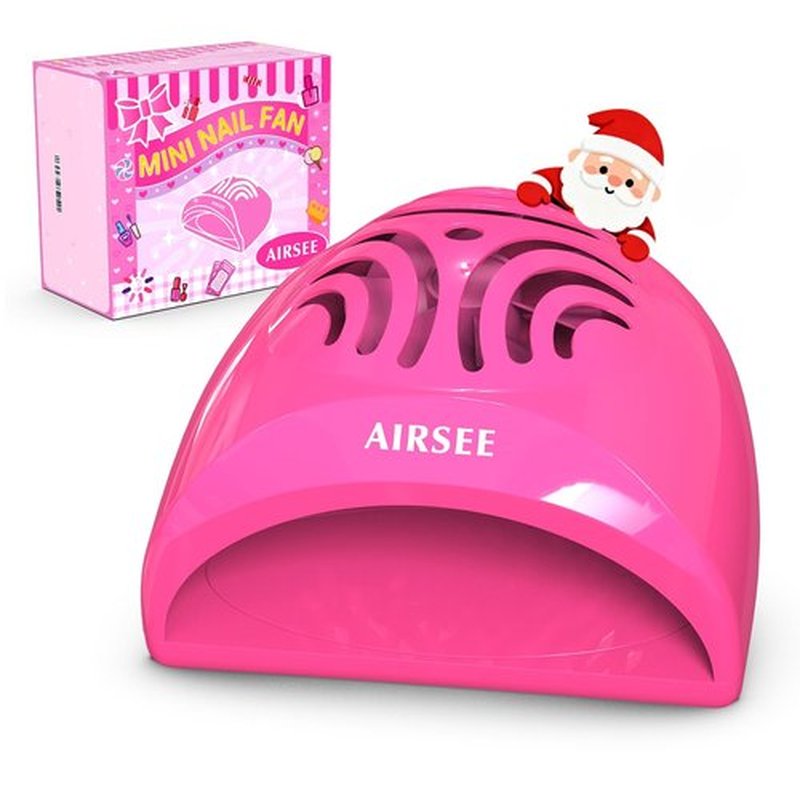 AIRSEE Kids Nail Dryer, Portable Nail Dryer, Mini Nail Fan for Regular Nail Polish - Birthday, Christmas, Party Gift for Grils, Battery Operated, DIY nail art, No Harmful, Two stickers included (Pink)