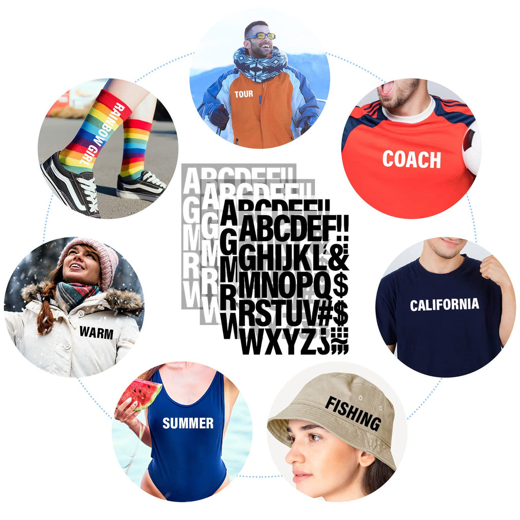 Lucomb 10 Sheets 440 Pieces Iron on Letters, 2 Inch Heat Transfer Vinyl Letters with A-Z PU Alphabets Sticker for Fabric, Clothing T-Shirt Printing DIY Craft
