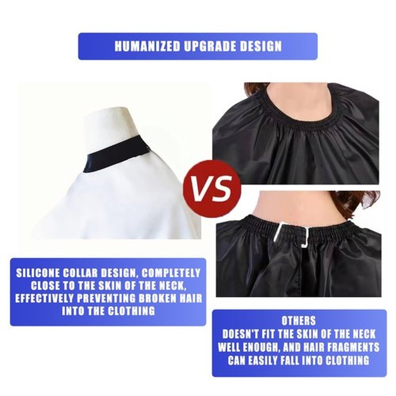 Nicoc Silicone Neckline Barber Cape, White, Waterproof Polyester Hair Cutting Cape, Snap Button Collar, Extra Large Haircut Cape (White)