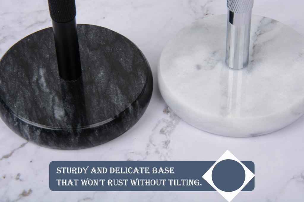 NUOYIA Razor and Brush Stand,Marble Base Razor Holder is More Stable,the Base Will Not Rust and the Fitted Protective Spacer Protects Your Countertop Better Decoration as a Gift(Black)