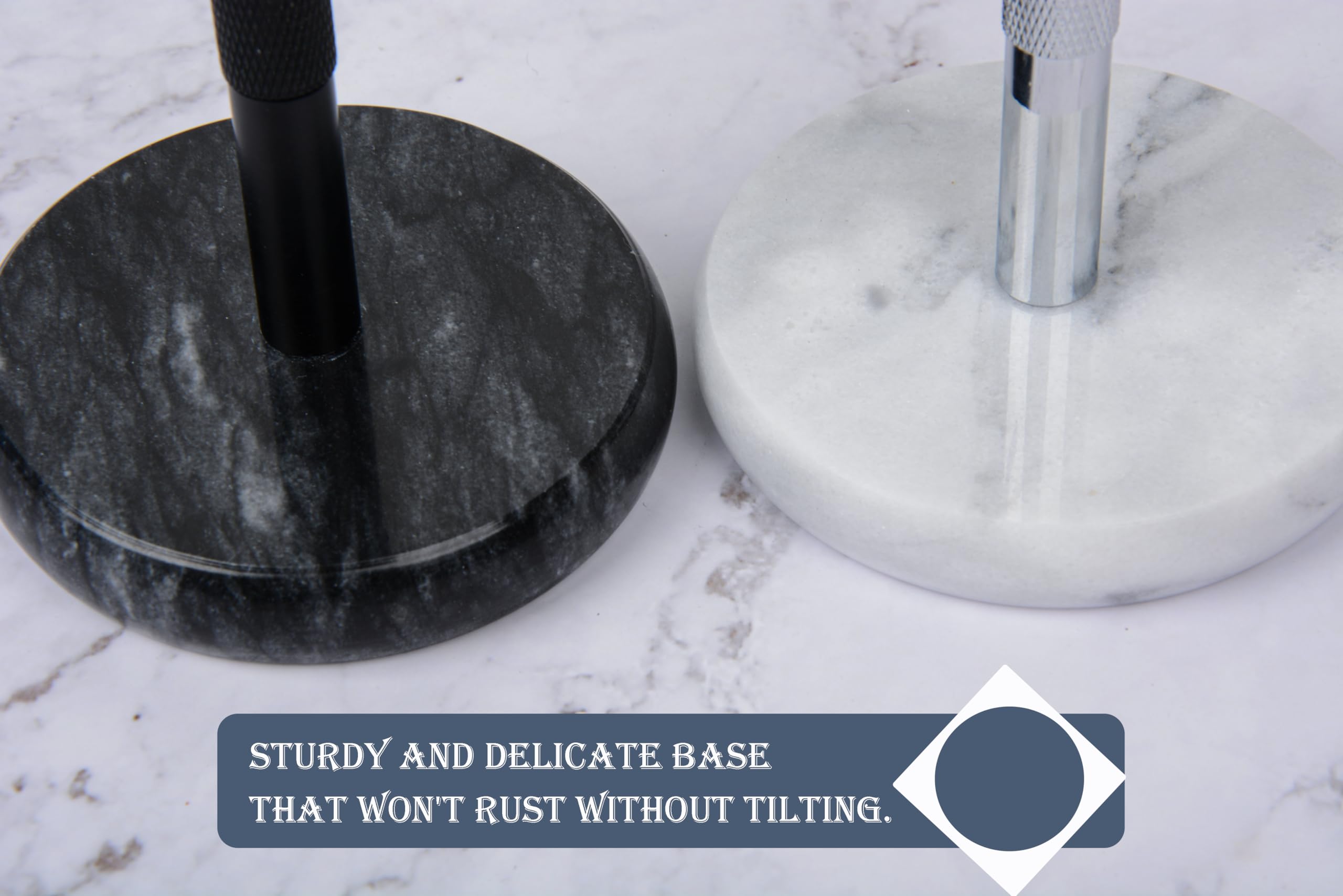 NUOYIA Razor and Brush Stand,Marble Base Razor Holder is More Stable,the Base Will Not Rust and the Fitted Protective Spacer Protects Your Countertop Better Decoration as a Gift(Black)