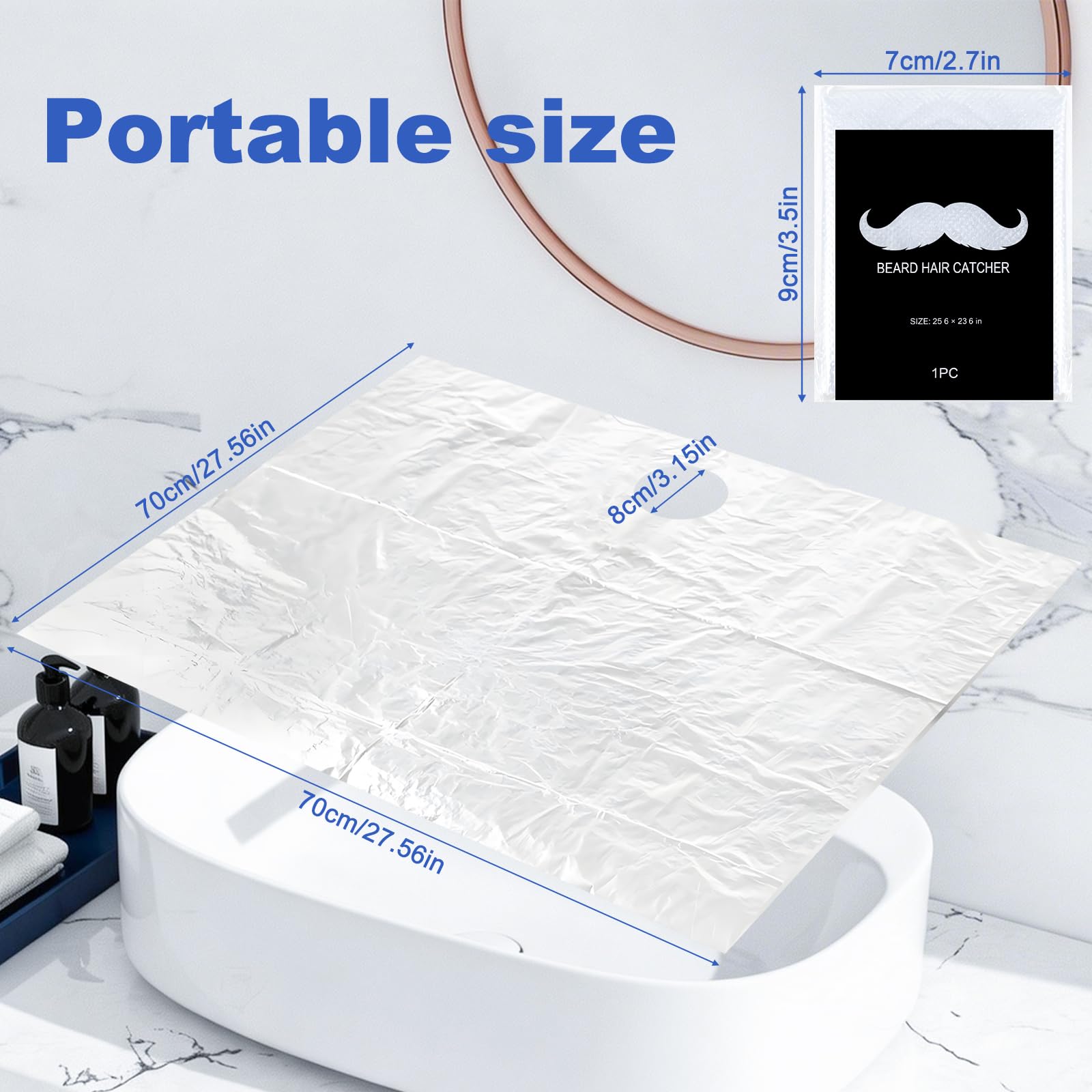 Beard Hair Catcher for Sink Disposable Beard Trimming Catcher Individually Wrapped Beard Bib Clear Hair Catcher Quick Cleanup Sink Cover for Shaving Suitable for Multiple Sink Types (Pack of 100)