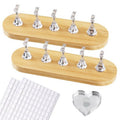 ESUOHYM Wooden Stand for Nails Art Display Practice 2 Set, 1 Heart Shaped Acrylic Magnetic Nail Stand, Fake Nail Holder with 200 Pieces Double-sided Tape, For Home DIY Salon Supplies (Wood, Large)