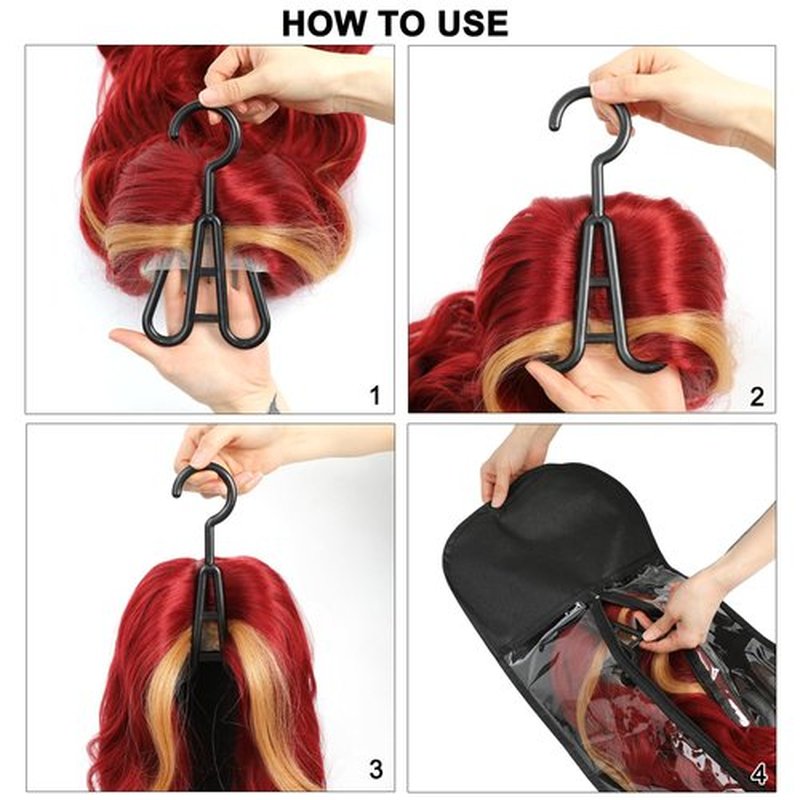 AIFIHIYI Hair Extension Holder 3Pcs Wig Storage Bags with Hanger, Wig Holder Wig Storage for Multiple Wigs, Breathable Dust-proof Extra Long Wig Bags for Hair Extensions & Accessories (Hot Pink)