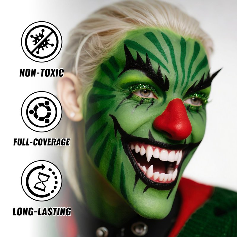 YBUETE Green Oil Based Face Body Paint Stick, Non-toxic Full coverage Face Painting for Halloween Cosplay Makeup Hulk Witch Monster Joker, Waterproof Cream Green Body Paint for Adults Costumes Party