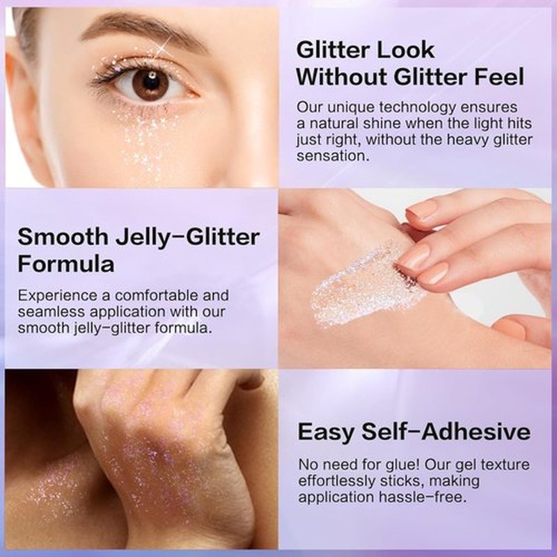 LANGMANNI Holographic Body Glitter Gel - Color Changing Vegan Formula for Body, Face & Hair | 1.35 oz (Sparkling Pink)