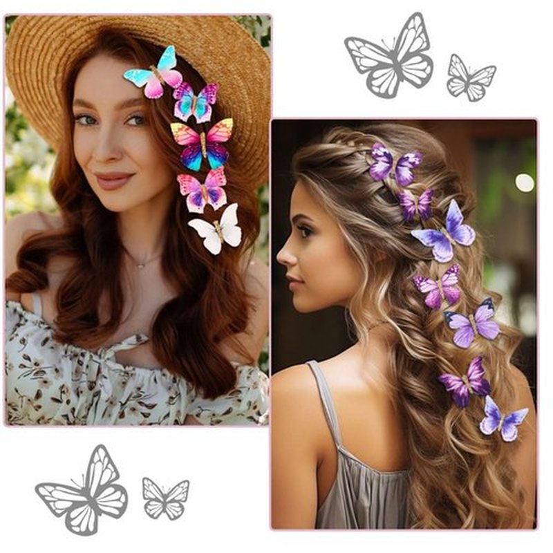 18Pcs Butterfly Clips with Rhinestones for Teens Women Y2K Glitter Hold Jaw Clips - Cute Headwear Gifts for Wedding, Back to School Hair Accessory, Purple