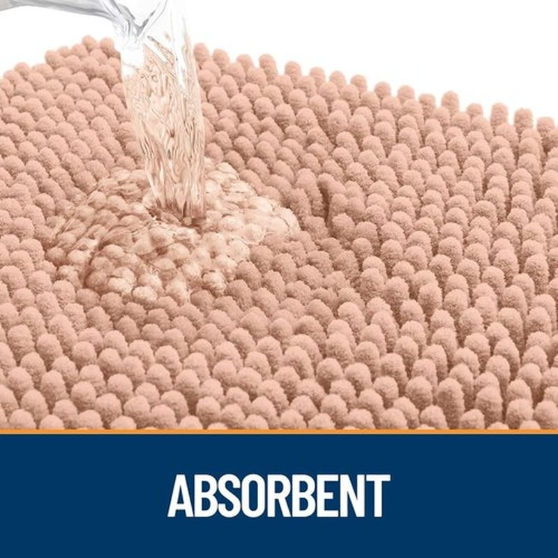 OLANLY Dog Door Mat - Absorbent Non-Slip Washable Chenille Mat for Muddy Paws | 70x35, Peach