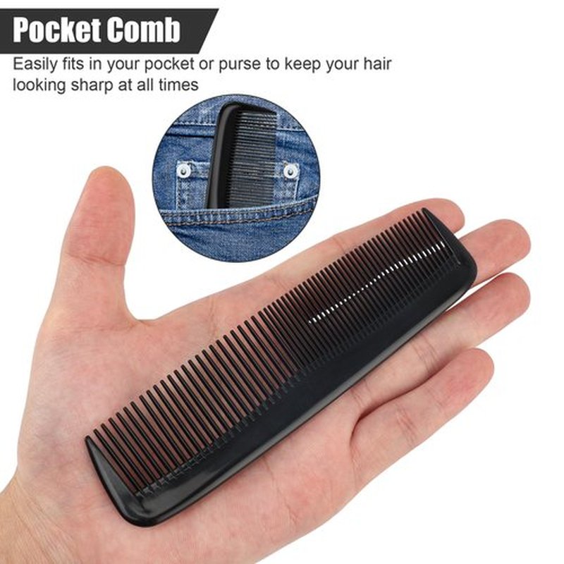 NICEMOVIC Hair Combs Bulk for Men 150 Pack, Homeless Supplies Bulk, Pocket Mens Wide Fine Tooth Beard Barber Travel Small Plastic Mini Comb Individually Wrapped for Hotel Charity Shelter (Black)