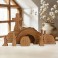 GoClimber Wooden Easter Scene Set - Empty Tomb & Cross Decoration for Religious Home Decor | Christian Gifts