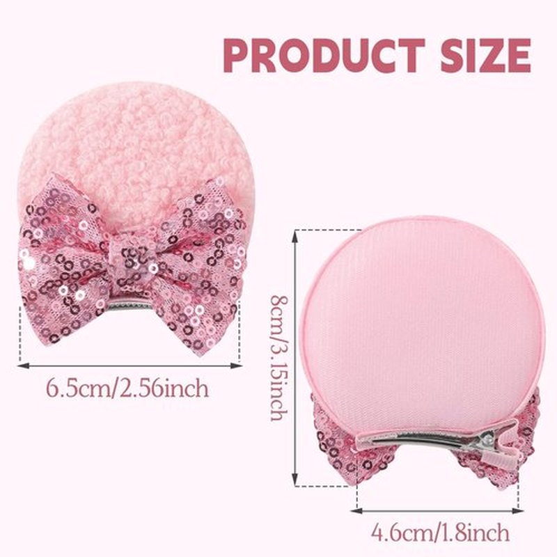 Choicbaby 6 PCS Hair Bow for Gilrs Mouse Ears Sequin Clips Polka Dot Bow with Alligator Clip Mice Ears Hair Bows Barrettes Princess Cosplay Hair Accessories for Baby Girls Toddlers Infant Fine Hair