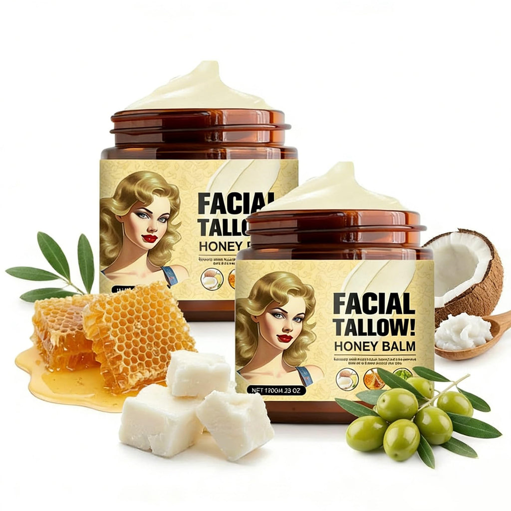 Udsle Whipped Tallow Honey Balm for Face & Body, 4.23 oz Intensive Moisture Daily Cream for Extra Dry Skin, Non-Greasy Soothing Natural Moisturizer with Neutral Scent, Seed Oil Free