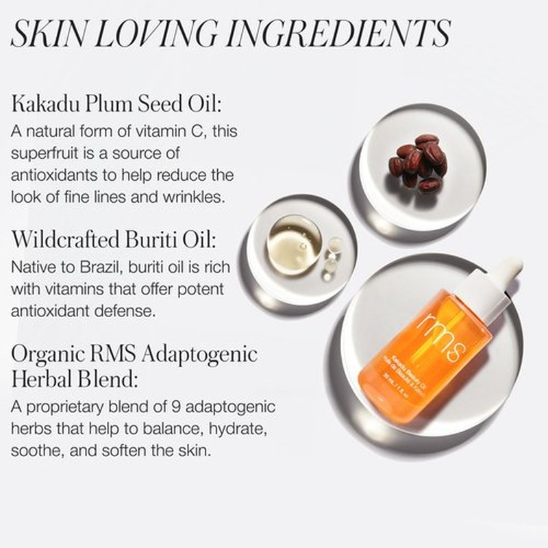 RMS Beauty Kakadu Beauty Oil – 24-Hour Hydrating Face Oil with Vitamin C – Brighter, Radiant Glow – Kind to Biome Certified – Non-Comedogenic & Fast-Absorbing – 1 fl oz