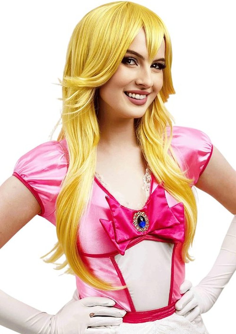 ALLAURA Compatible with Princess Wig Anime CosplayWig | PrincessWig Yellow Blonde Long Wavy Cosplay Wigs SyntheticWig For Girls Yellow Wavy CosplayWig Cosplay For Halloween Party