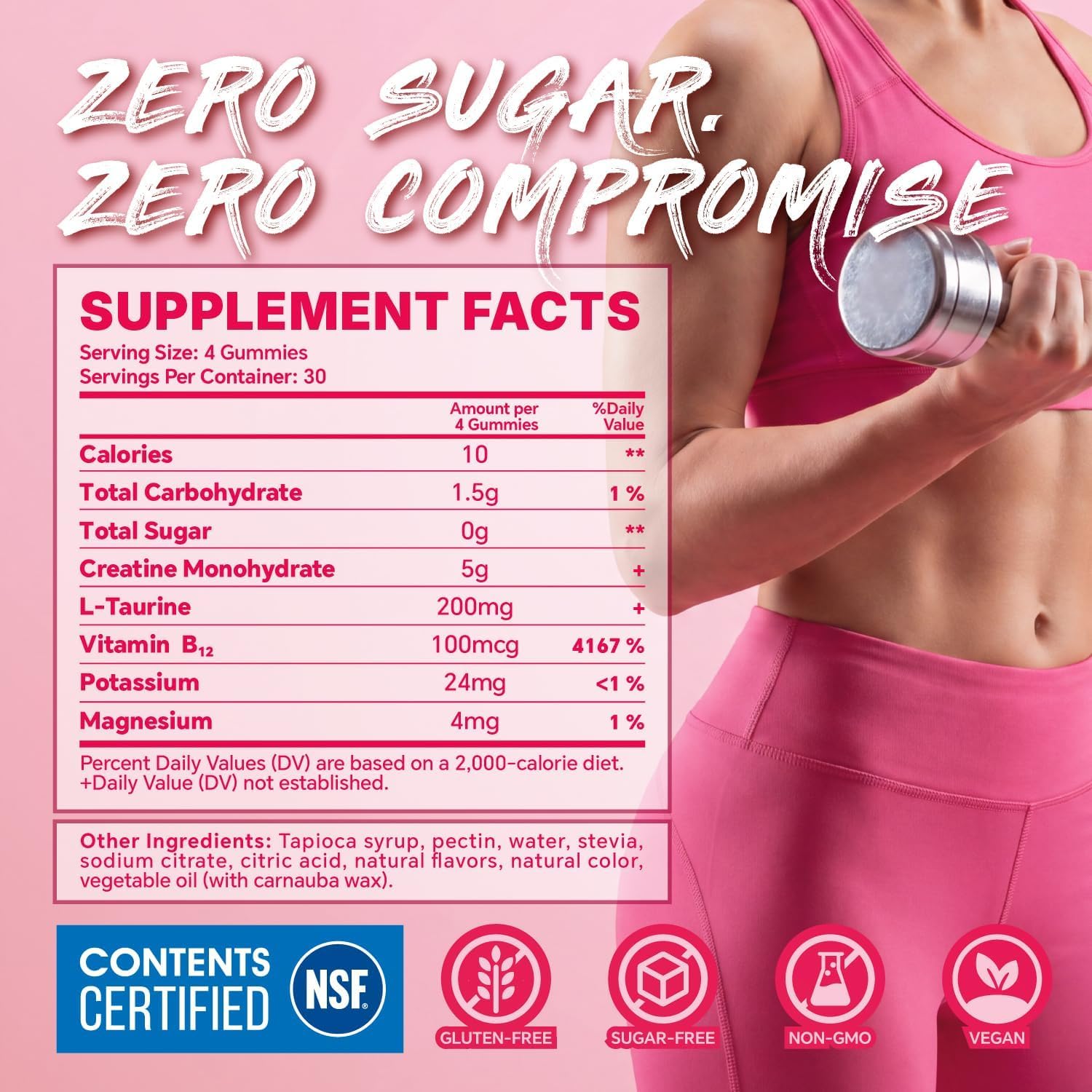 Creatine Monohydrate Gummies 5000mg for Women & Men, Strawberry, 120 Count
